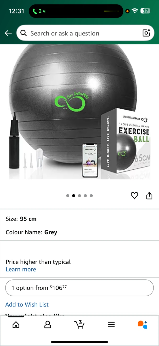 New Live Infinity Exercise Ball - 65cm Grey - photo 2