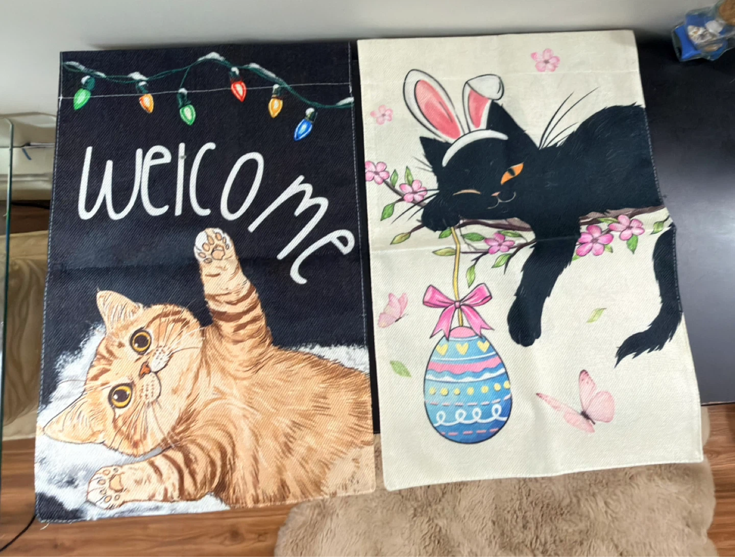 NEW Cat Welcome Garden Flags (Set of 2)