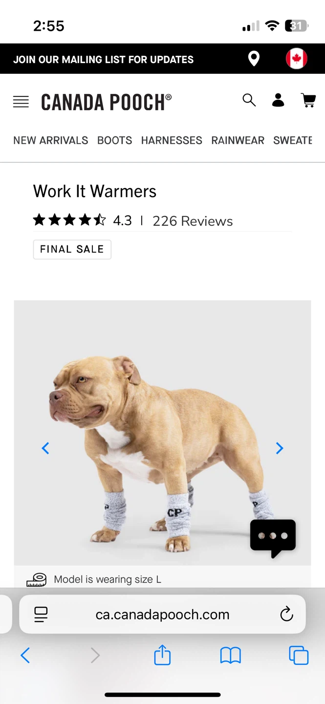 Canada Pooch Leg Warmers - Size L - photo 2