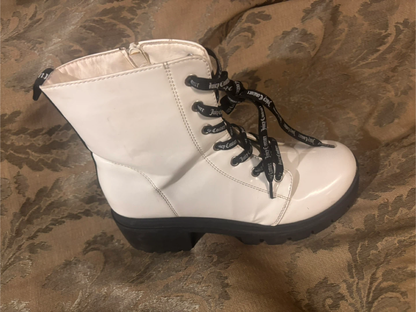 Juicy Couture White Lace-Up Boots