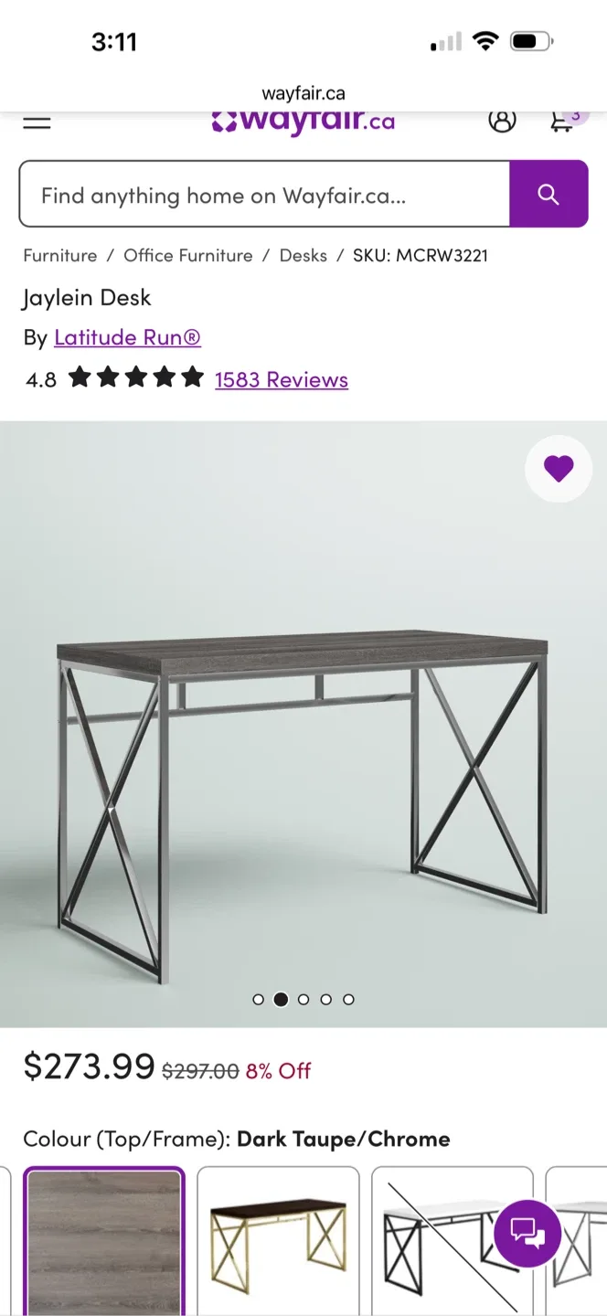 Desk - Dark Taupe/Chrome image indicator(4)