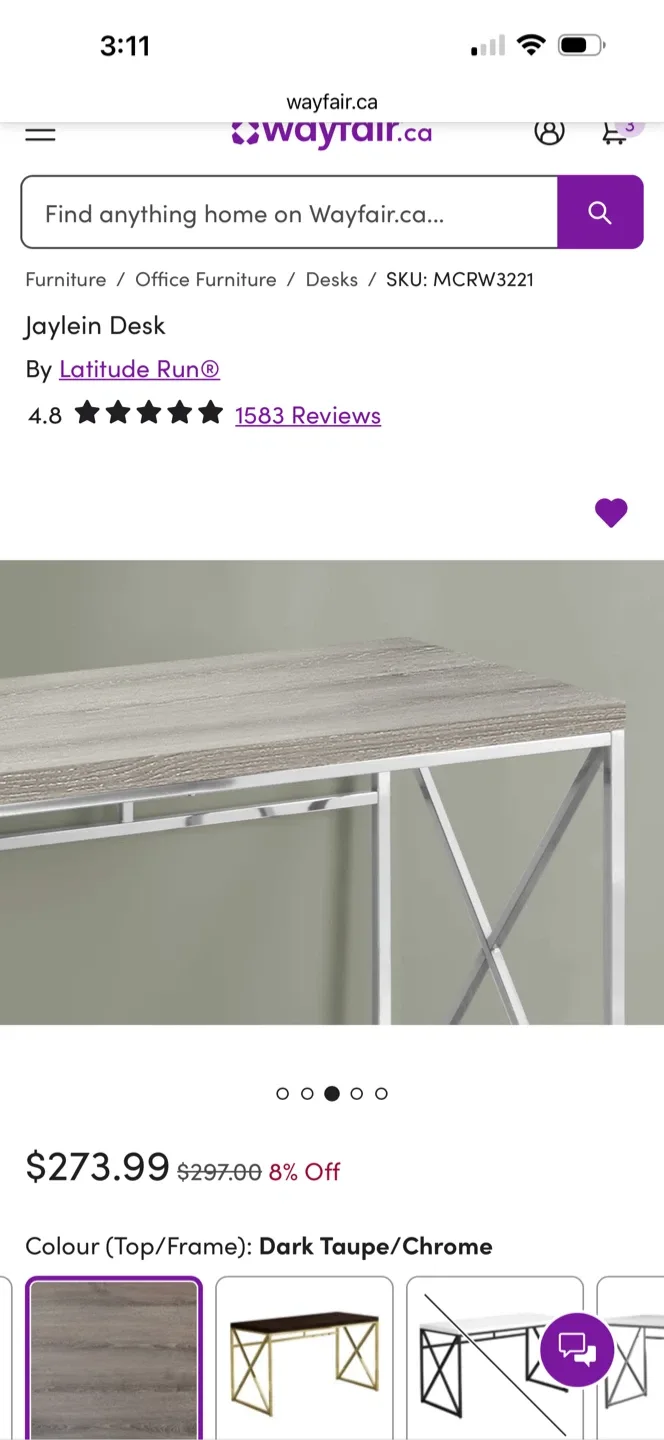 Desk - Dark Taupe/Chrome image indicator(2)