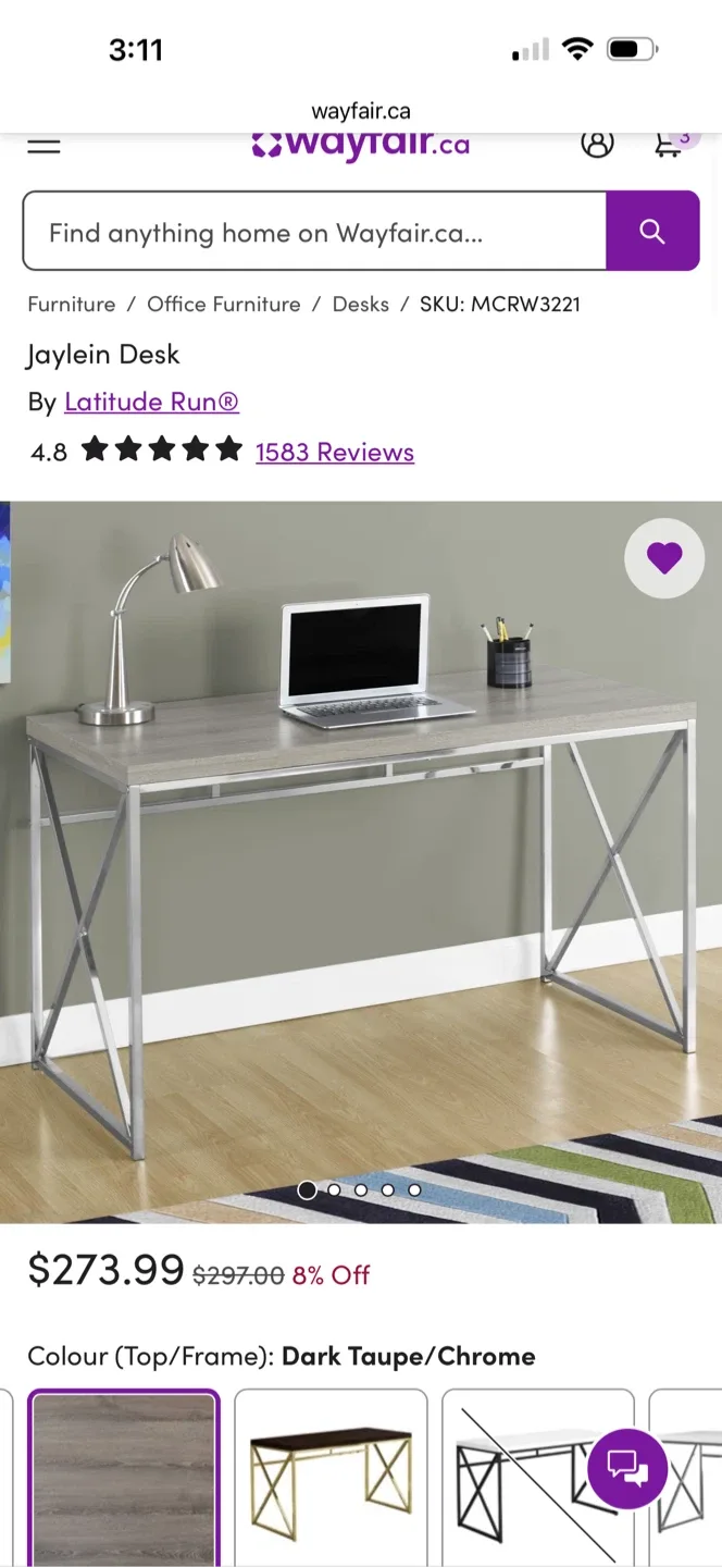 Desk - Dark Taupe/Chrome image indicator(3)