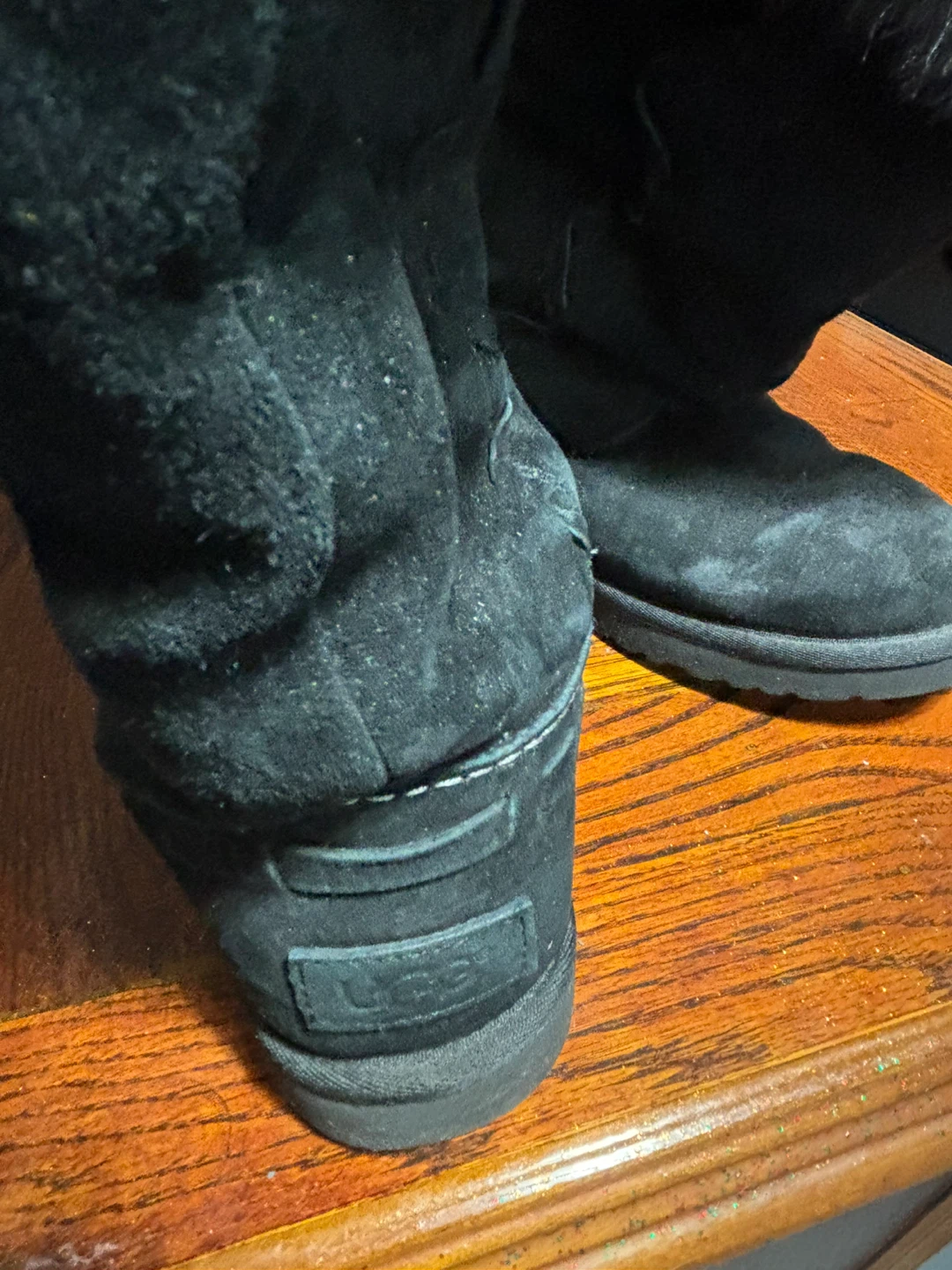 UGG Black Suede Boots with Fur Trim - photo 3