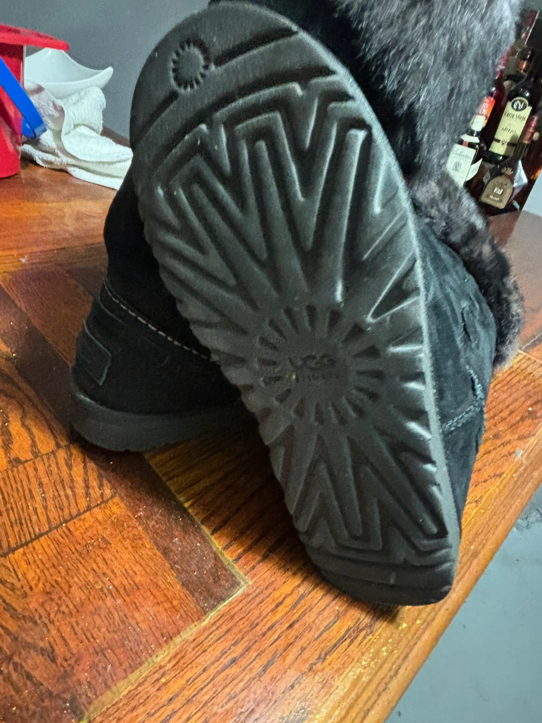 UGG Black Suede Boots with Fur Trim - photo 2