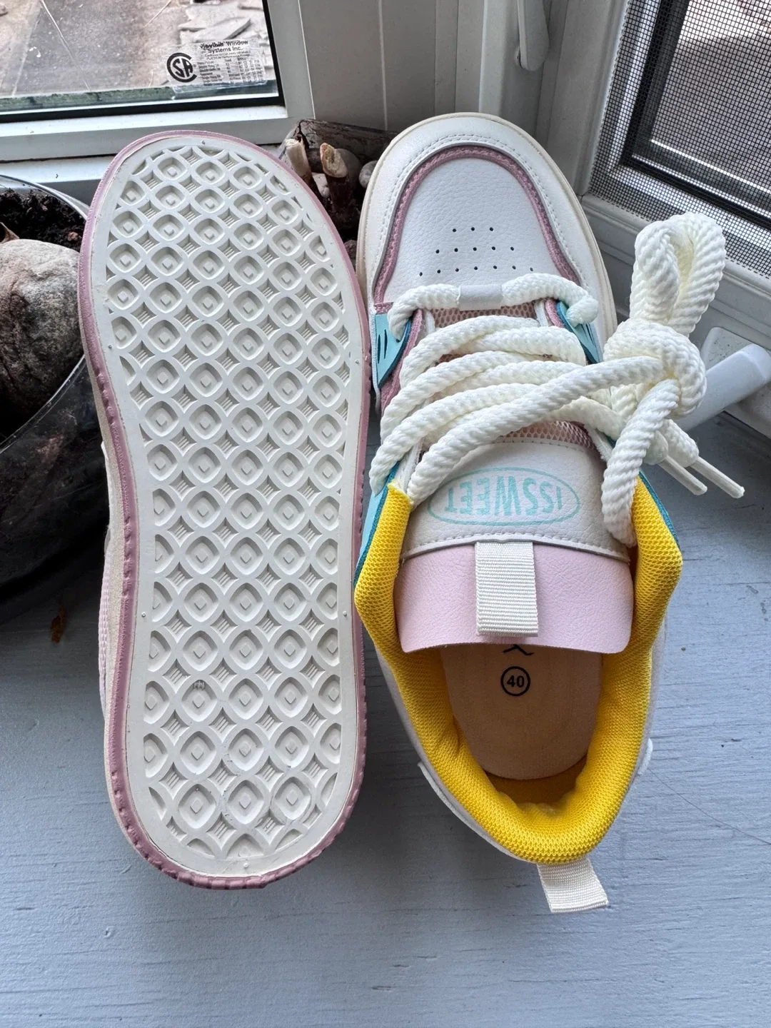 White & Pastel Sneakers - women size 8.5 image indicator(3)