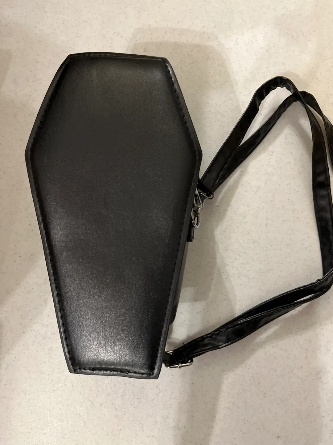 Coffin Shaped Black Purse with Rose Design image indicator(3)