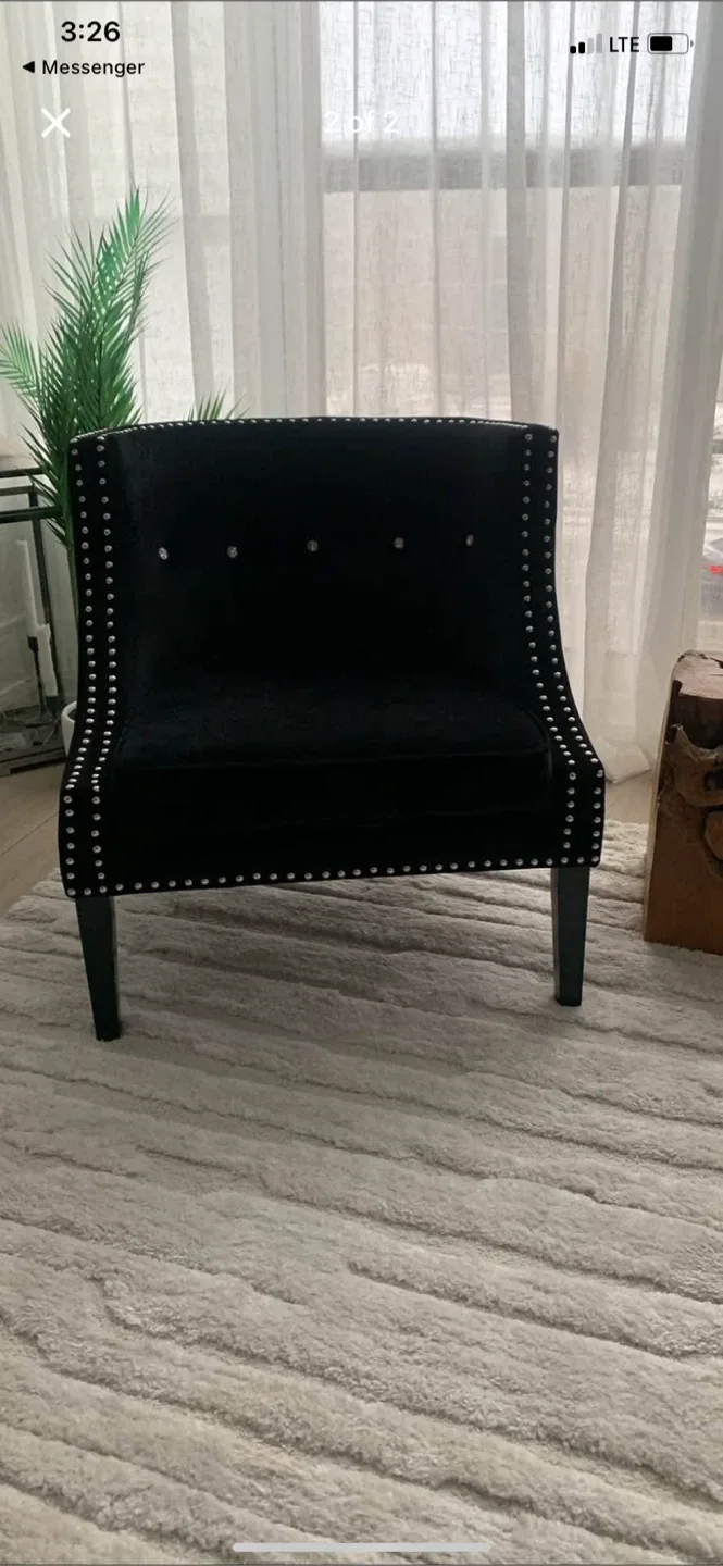 Black Accent Chair with Silver Studs