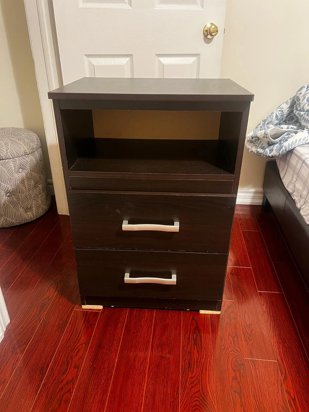Dark Brown 2-Drawer Nightstand