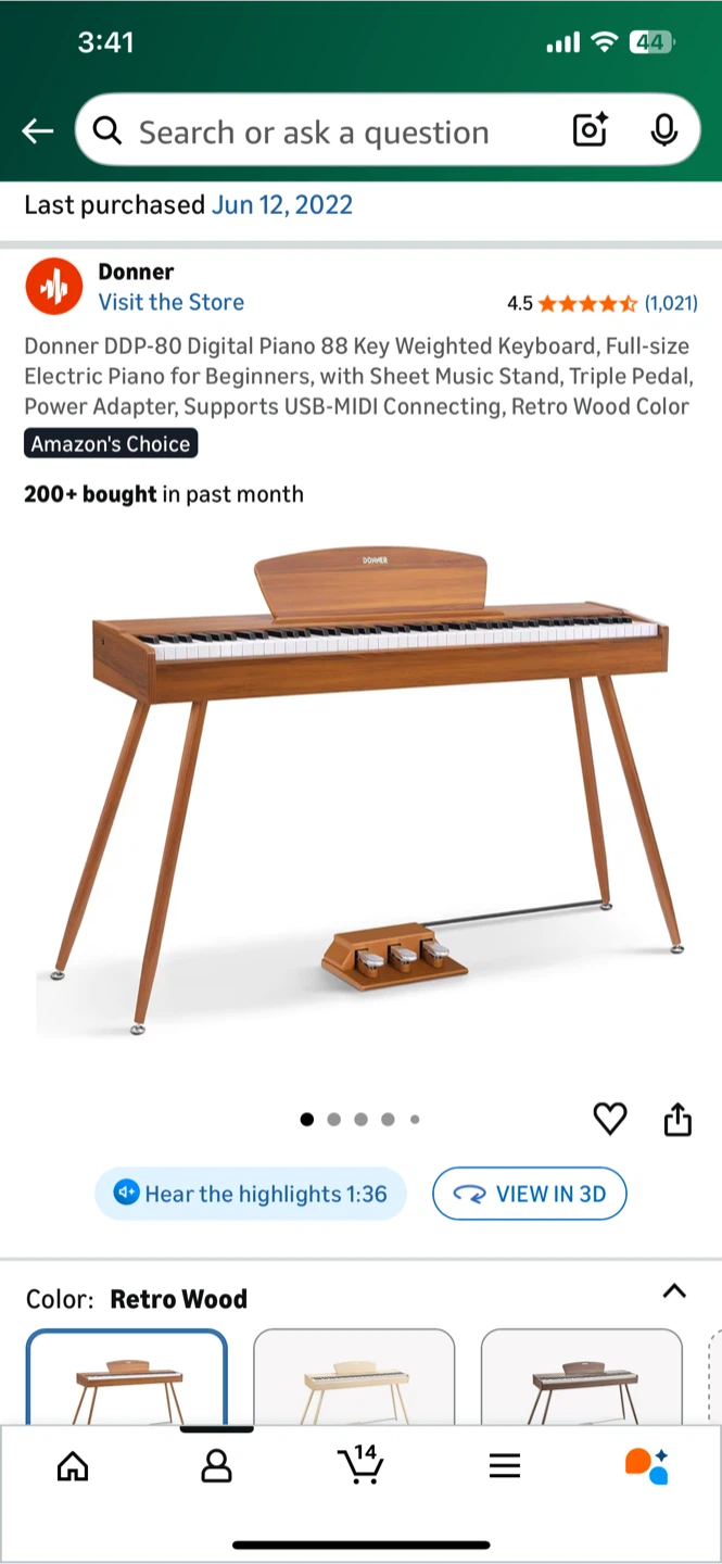 Donner DDP-80 Digital Piano - Retro Wood Color