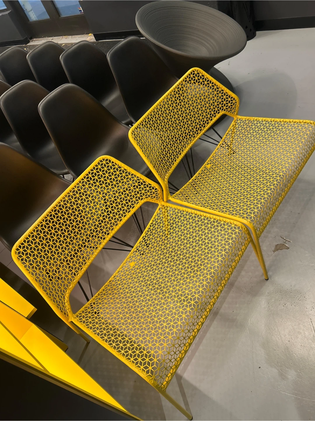 Yellow Metal Mesh Chair
