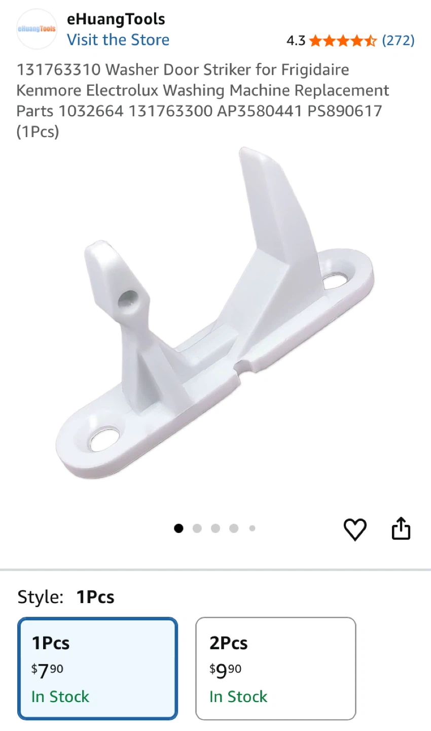 Washer Door Striker for Frigidaire, Kenmore, Electrolux