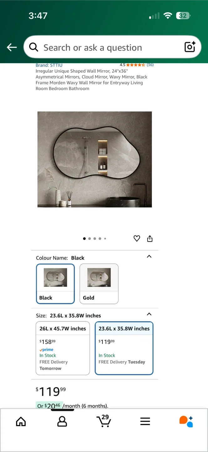 STTIU Irregular Cloud Mirror, 23.6x35.8 inches image indicator(3)