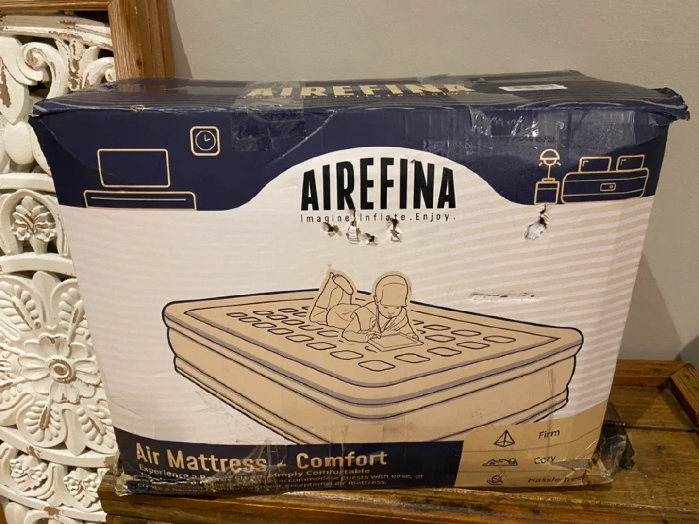 New Airefina Air Mattress Queen with Built-in Pump 18" image indicator(4)
