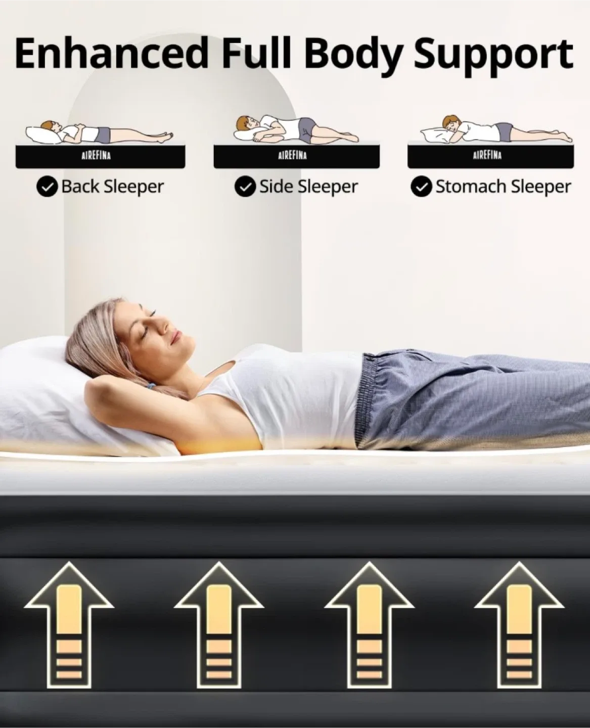 New Airefina Air Mattress Queen with Built-in Pump 18" image indicator(3)