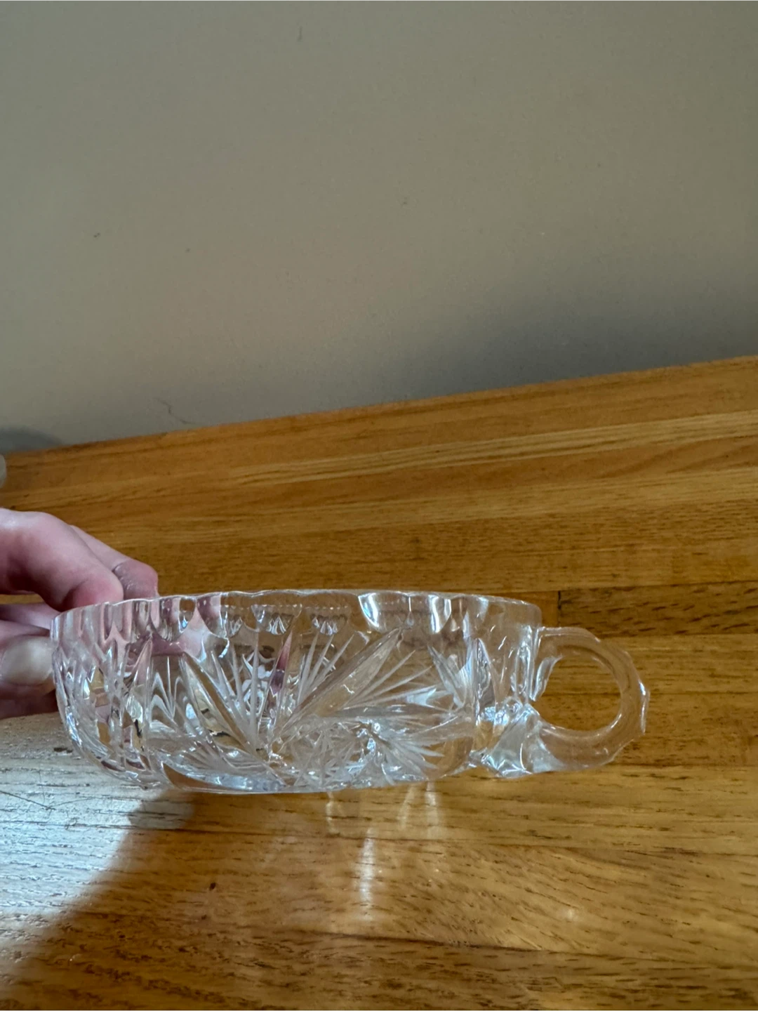 Vintage Crystal Bowl with Handle - photo 2