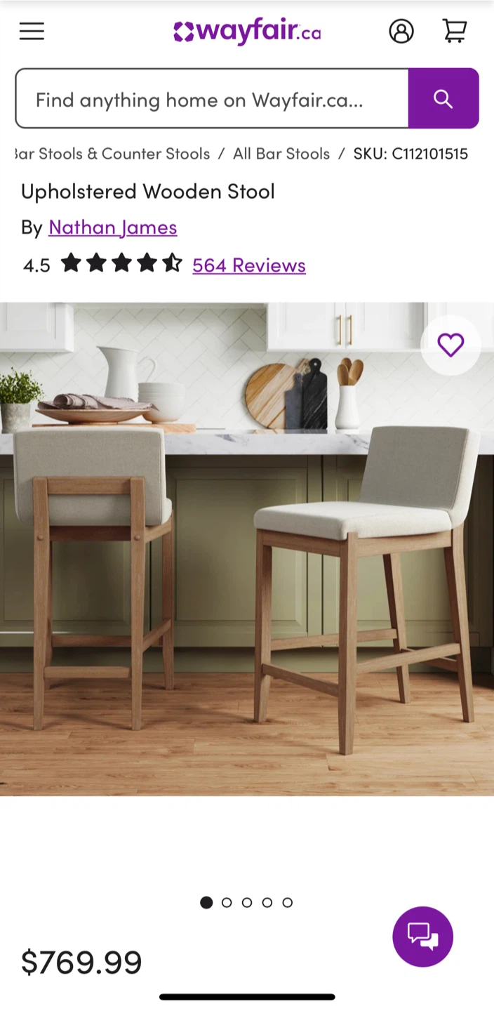 Nathan James Upholstered Wooden Bar Stools - photo 3