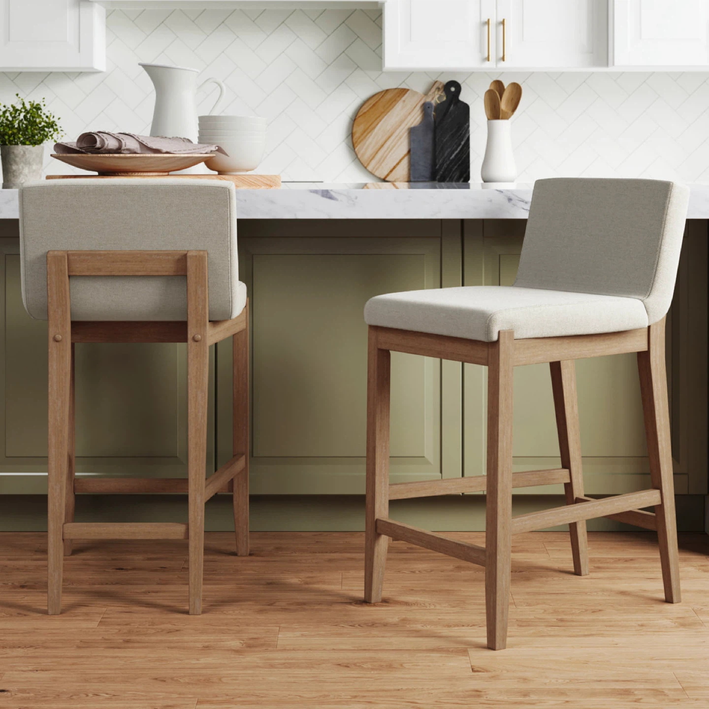 Nathan James Upholstered Wooden Bar Stools - photo 2