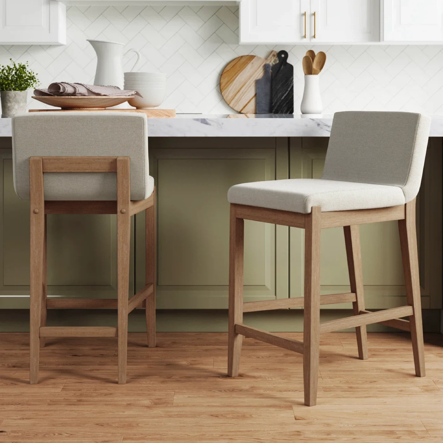 Nathan James Upholstered Wooden Bar Stools image indicator(2)