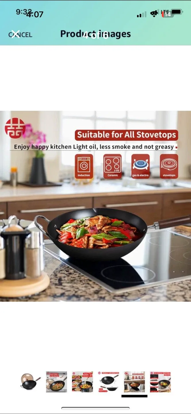 Uncoated Healthy Iron Wok Pan image indicator(3)