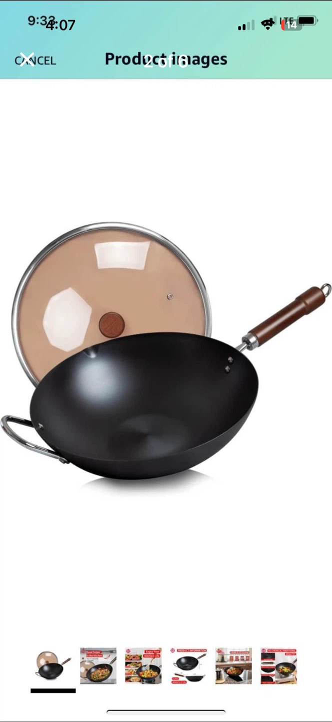 Uncoated Healthy Iron Wok Pan