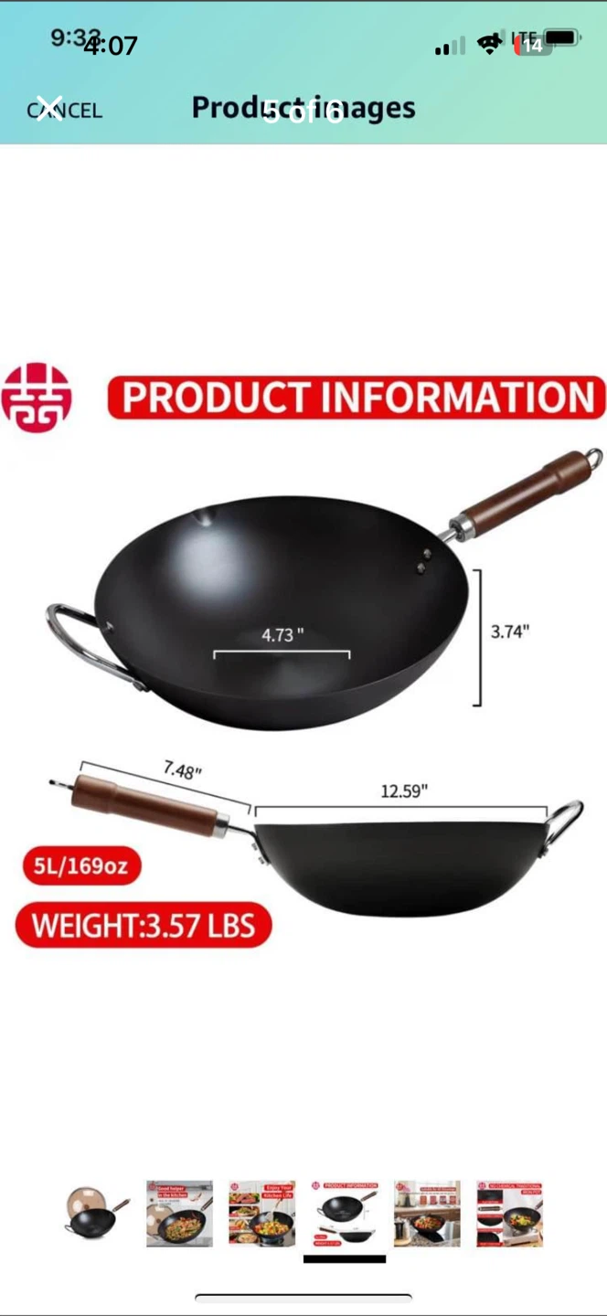 Uncoated Healthy Iron Wok Pan - photo 5