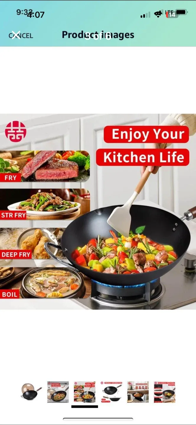 Uncoated Healthy Iron Wok Pan image indicator(4)