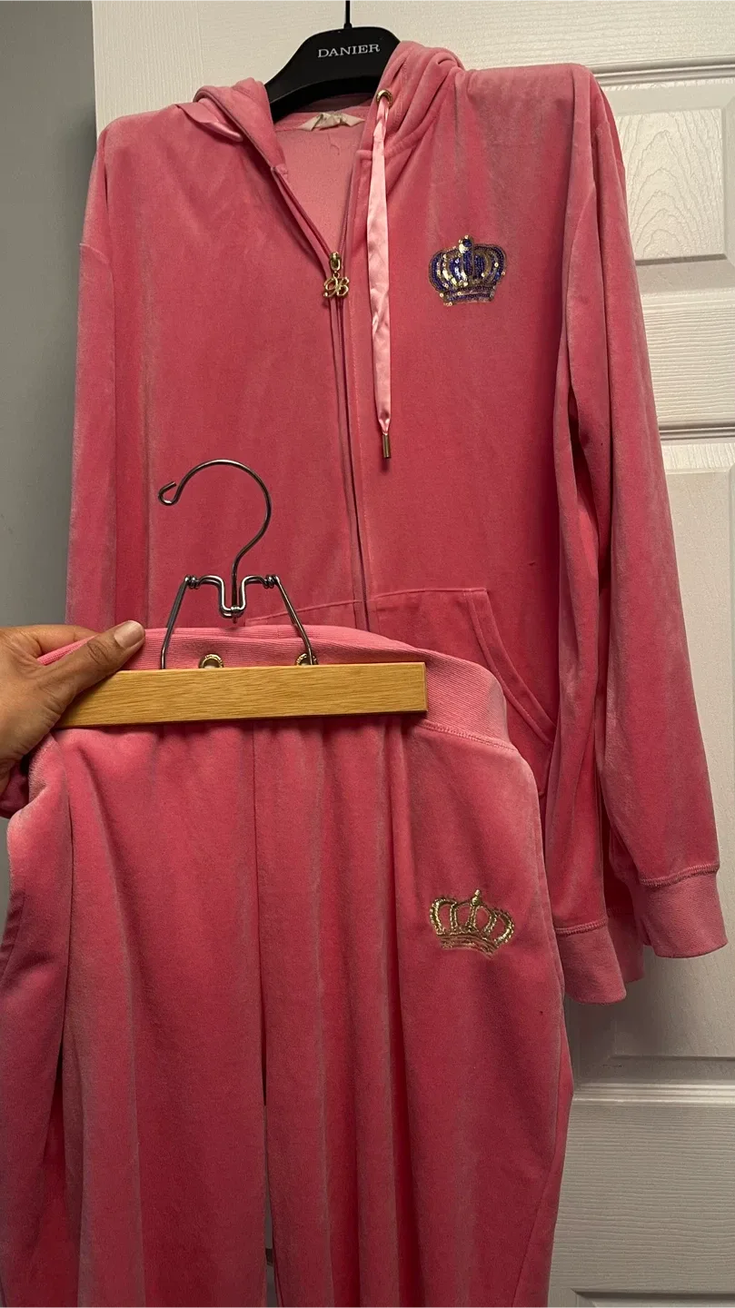 Pink Velour Tracksuit Set thumbnail