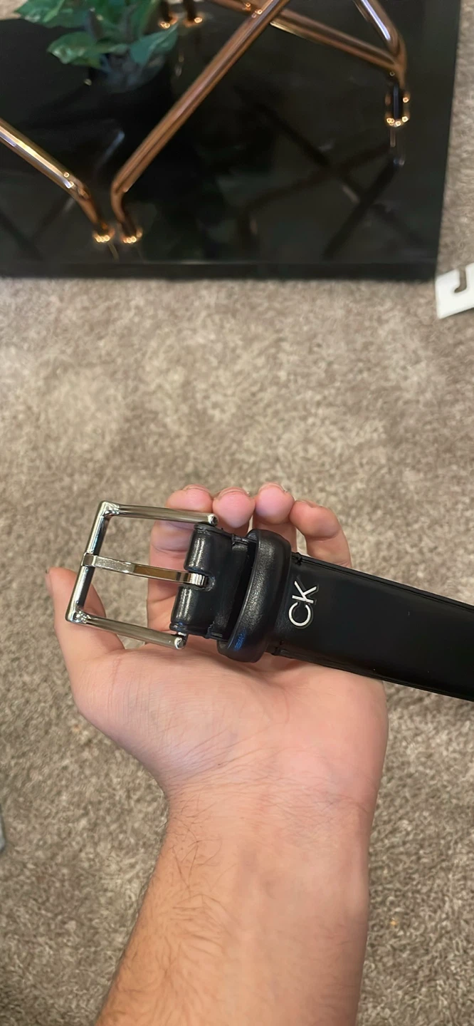 Calvin Klein Black Leather Belt - Size M/M (34-36)