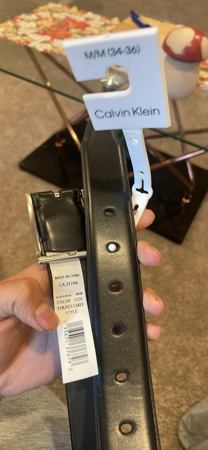 Calvin Klein Black Leather Belt - Size M/M (34-36) - photo 2