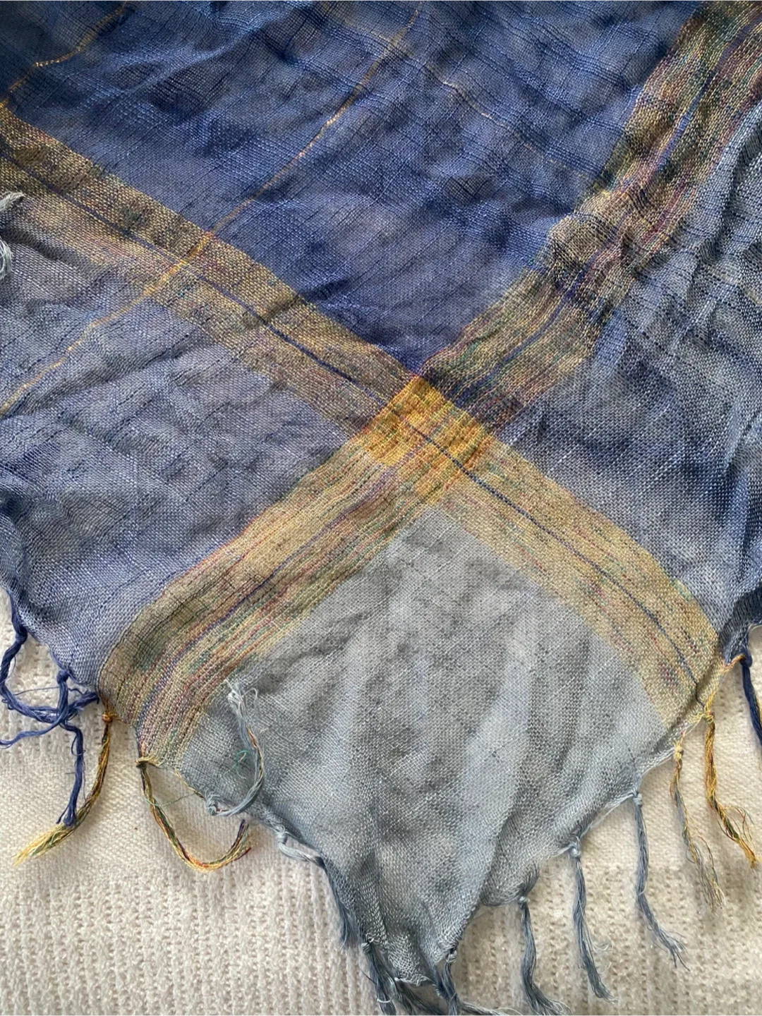 Blue and Gold Plaid Scarf image indicator(2)