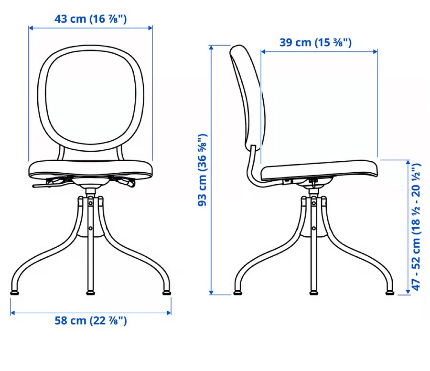 IKEA” BJÖRKBERGET” Swivel chair, Dark blue, Like New! image indicator(9)