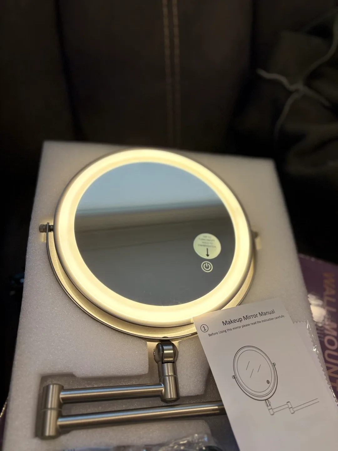 New 9" Rechargeable Wall Mount Makeup Mirror image indicator(3)