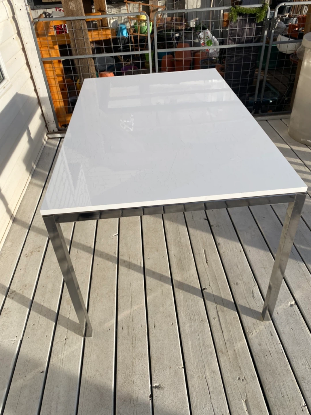White Dining Table with Chrome Legs - photo 2