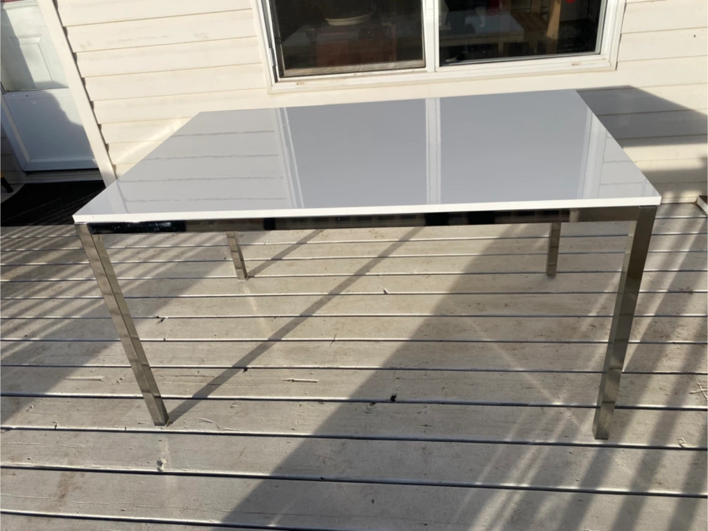 White Dining Table with Chrome Legs - photo 4