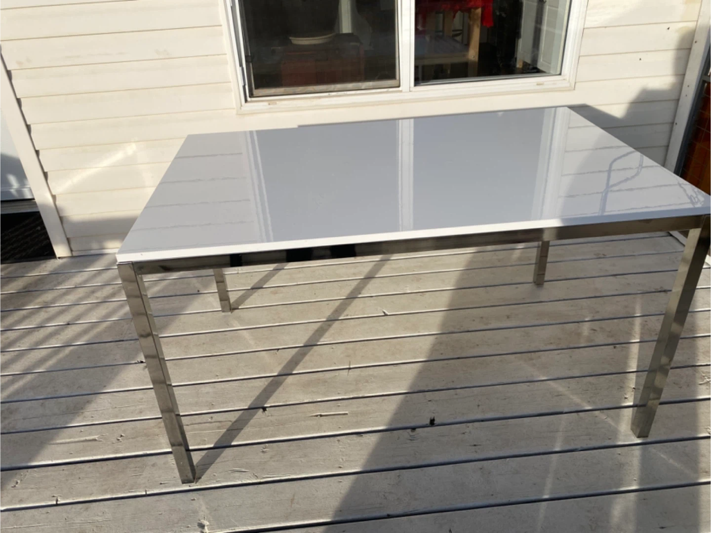 White Dining Table with Chrome Legs - photo 5