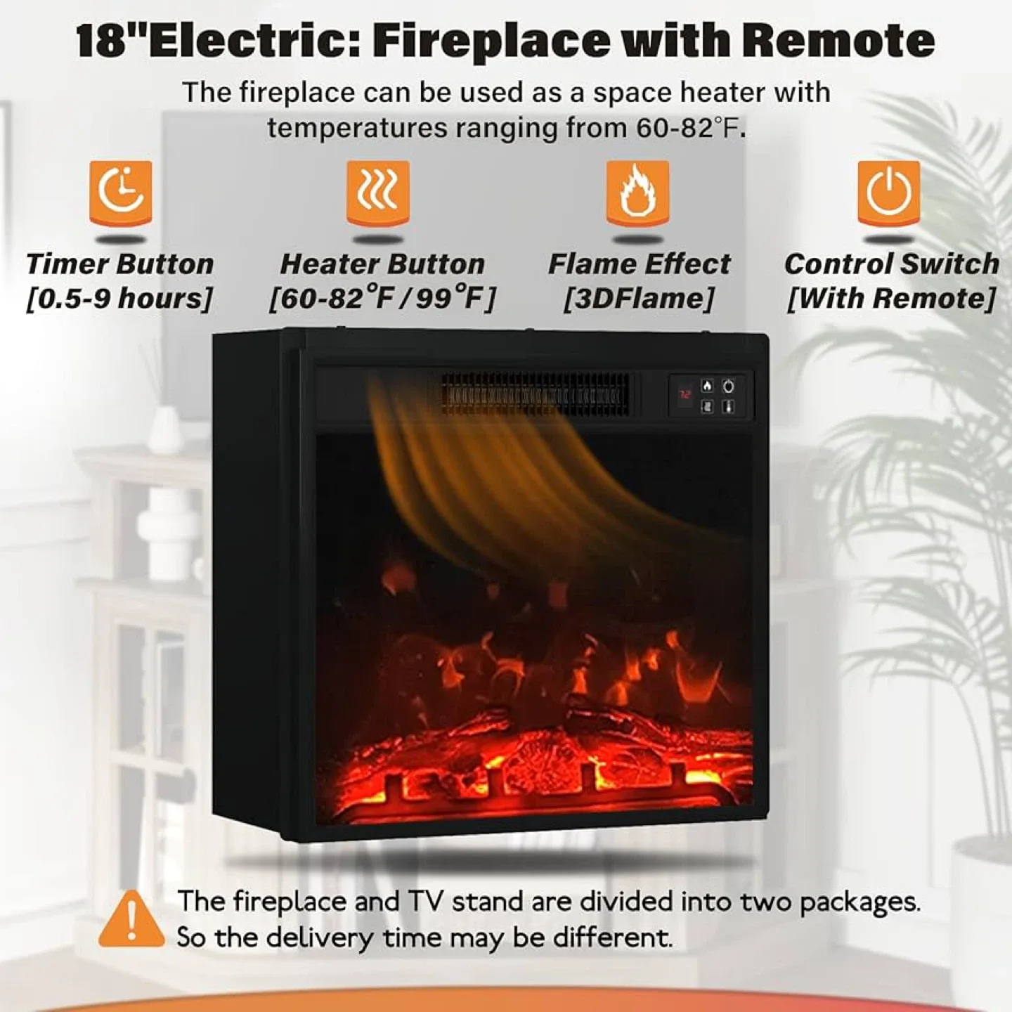 YESHOMY Corner Fireplace TV Stand - White & Rustic image indicator(7)