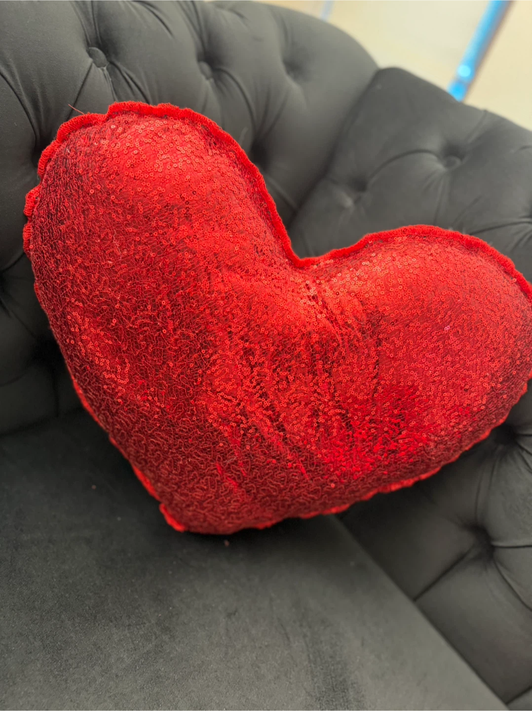 Hand made 2 pair Red Heart Sequin Pillow - photo 2