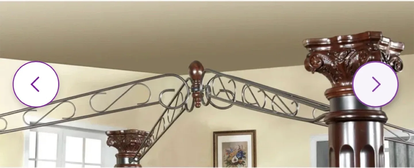 Ornate Canopy Bed Frame - Dark Wood Finish image indicator(2)