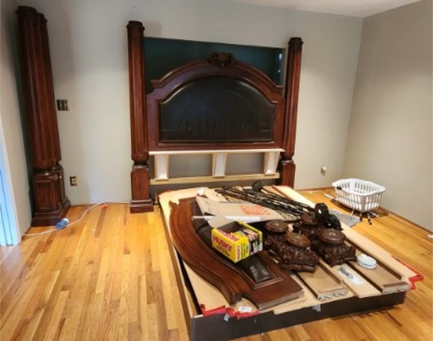 Ornate Canopy Bed Frame - Dark Wood Finish image indicator(3)