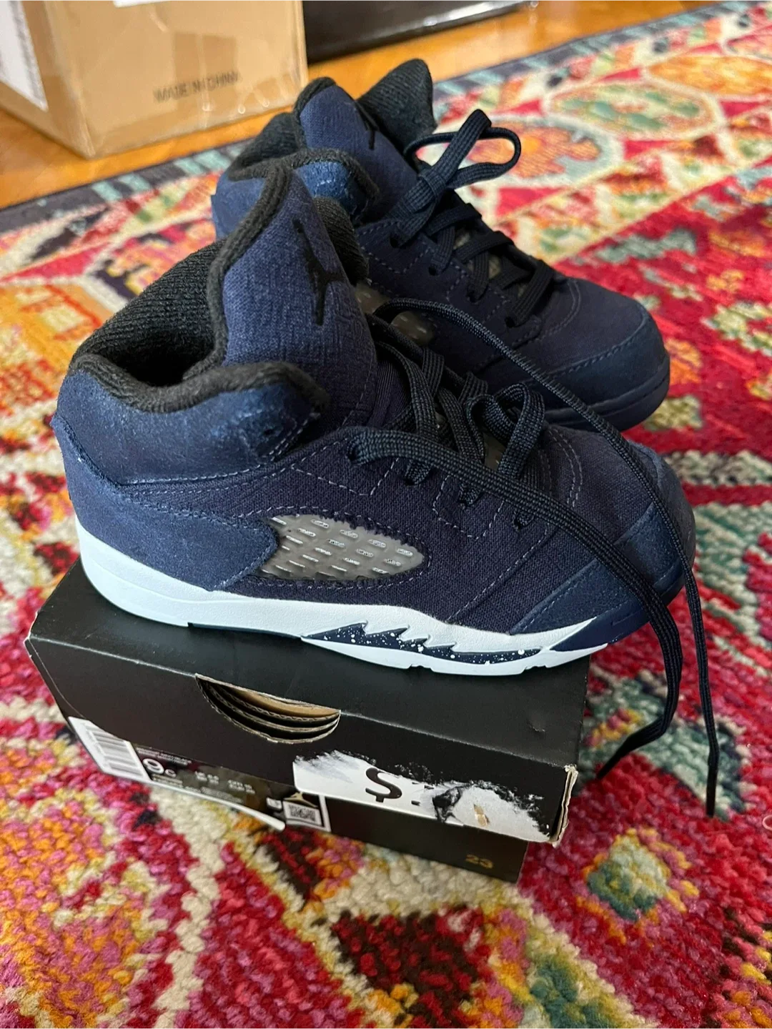 Jordan 5 Retro Infant Shoes, Navy Blue image indicator(3)