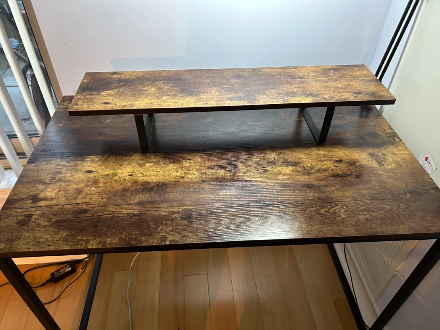 Rustic Brown Computer Desk with Monitor Shelf - photo 2