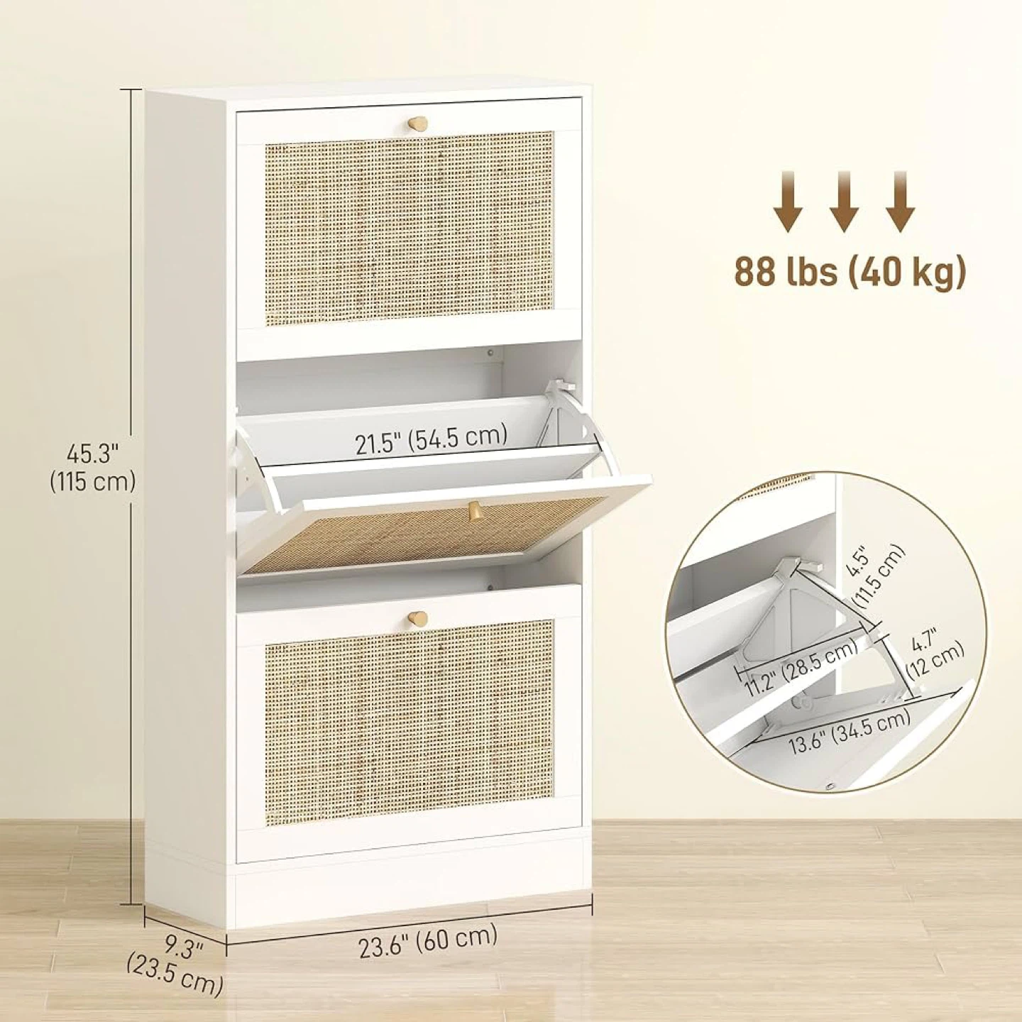 HOMCOM White Shoe Cabinet - Holds 12-18 Pairs - photo 4