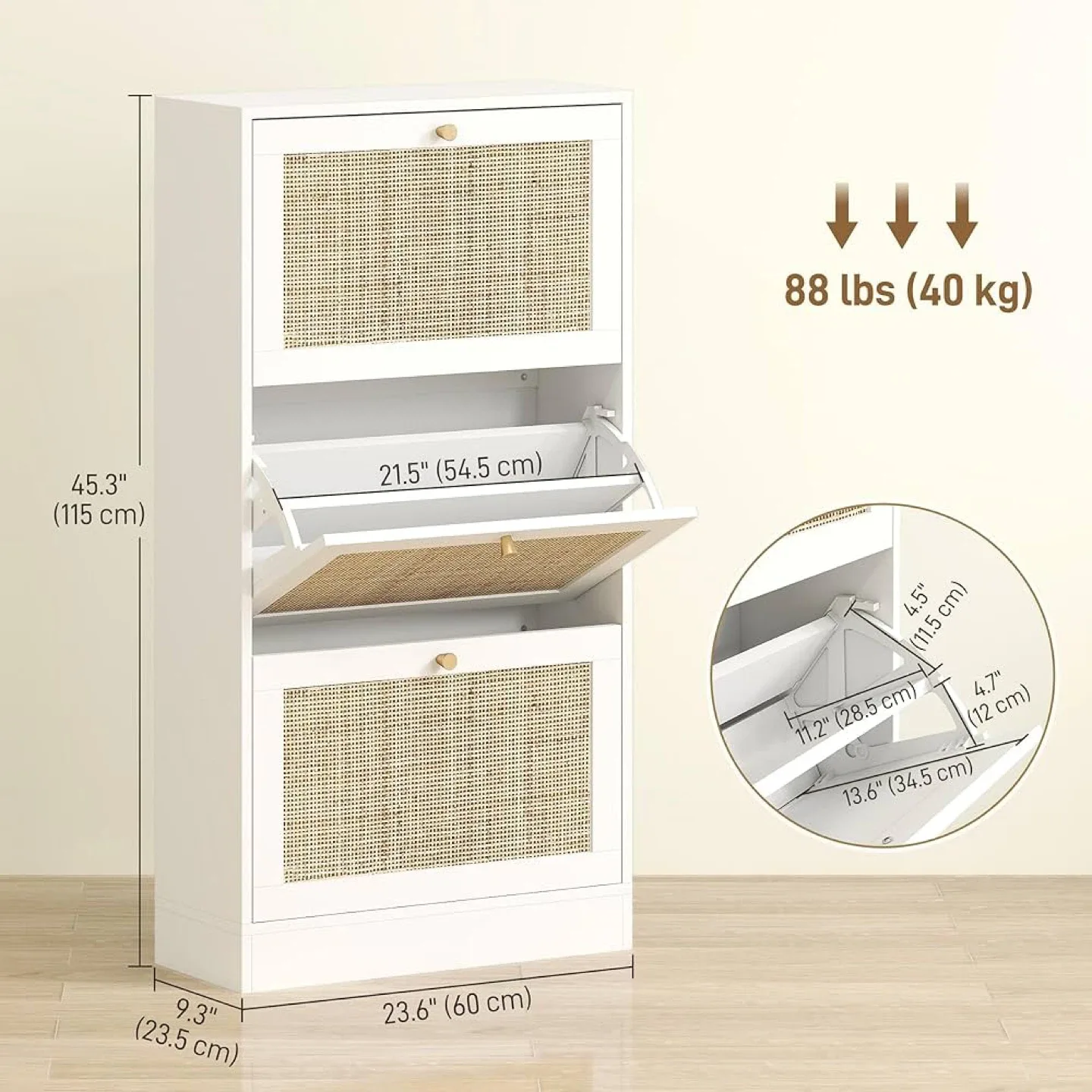 HOMCOM White Shoe Cabinet - Holds 12-18 Pairs image indicator(4)