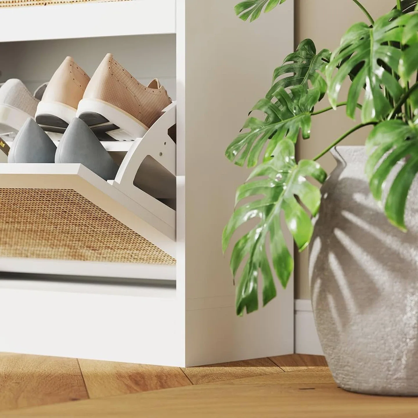 HOMCOM White Shoe Cabinet - Holds 12-18 Pairs image indicator(10)