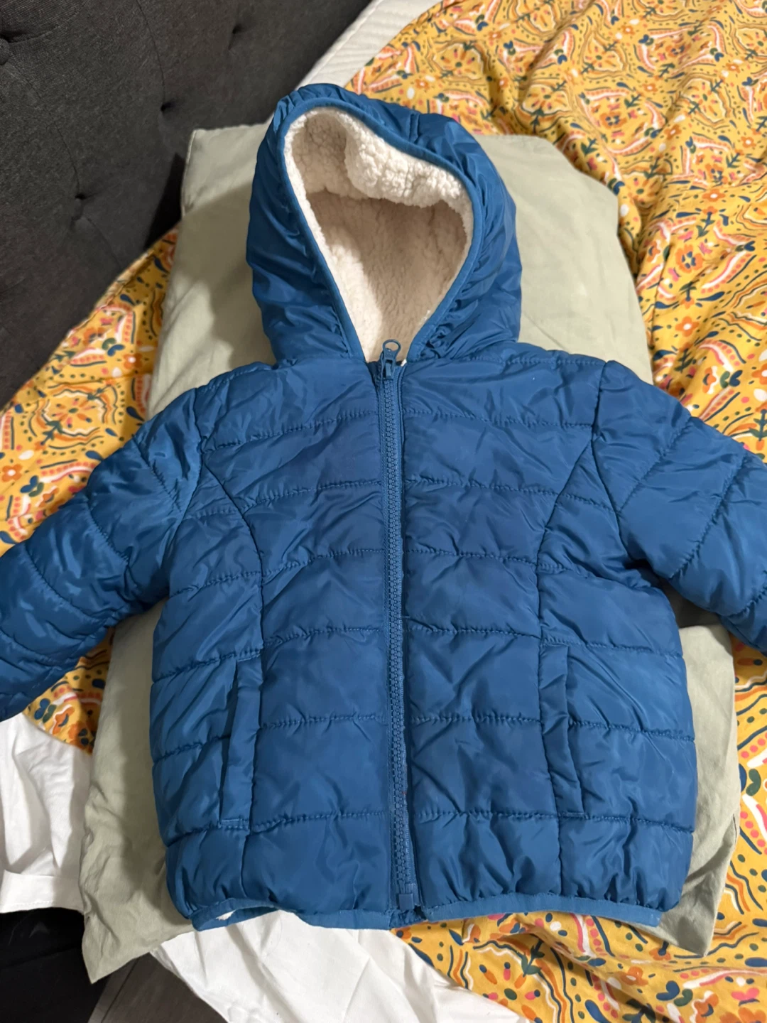 Blue Puffer Jacket with Hood