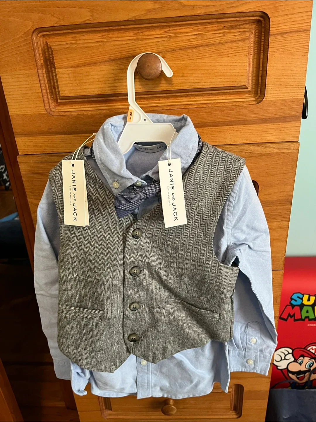 Janie and Jack Boys Gray Herringbone Suit Outfit