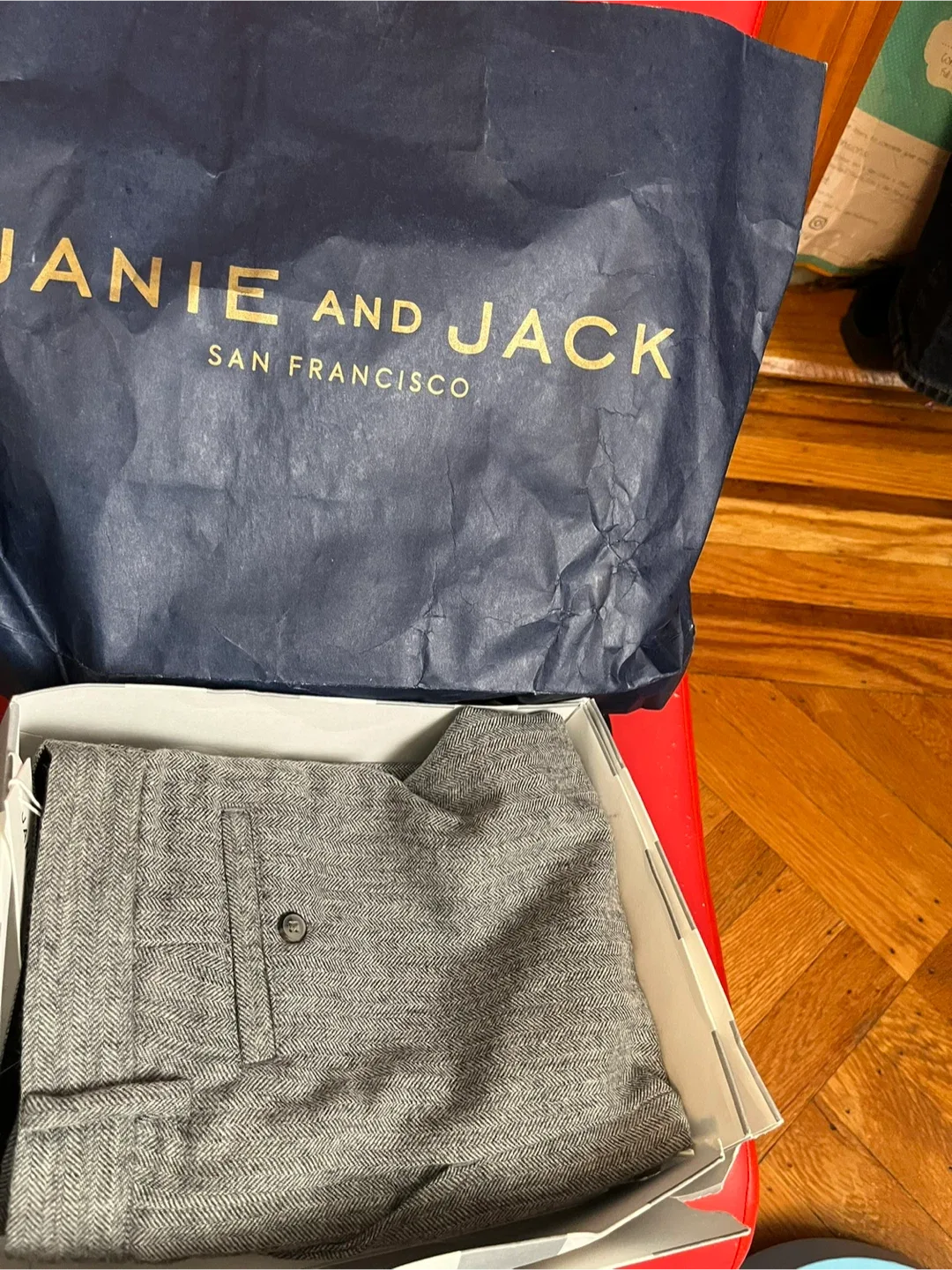 Janie and Jack Boys Gray Herringbone Suit Outfit image indicator(4)