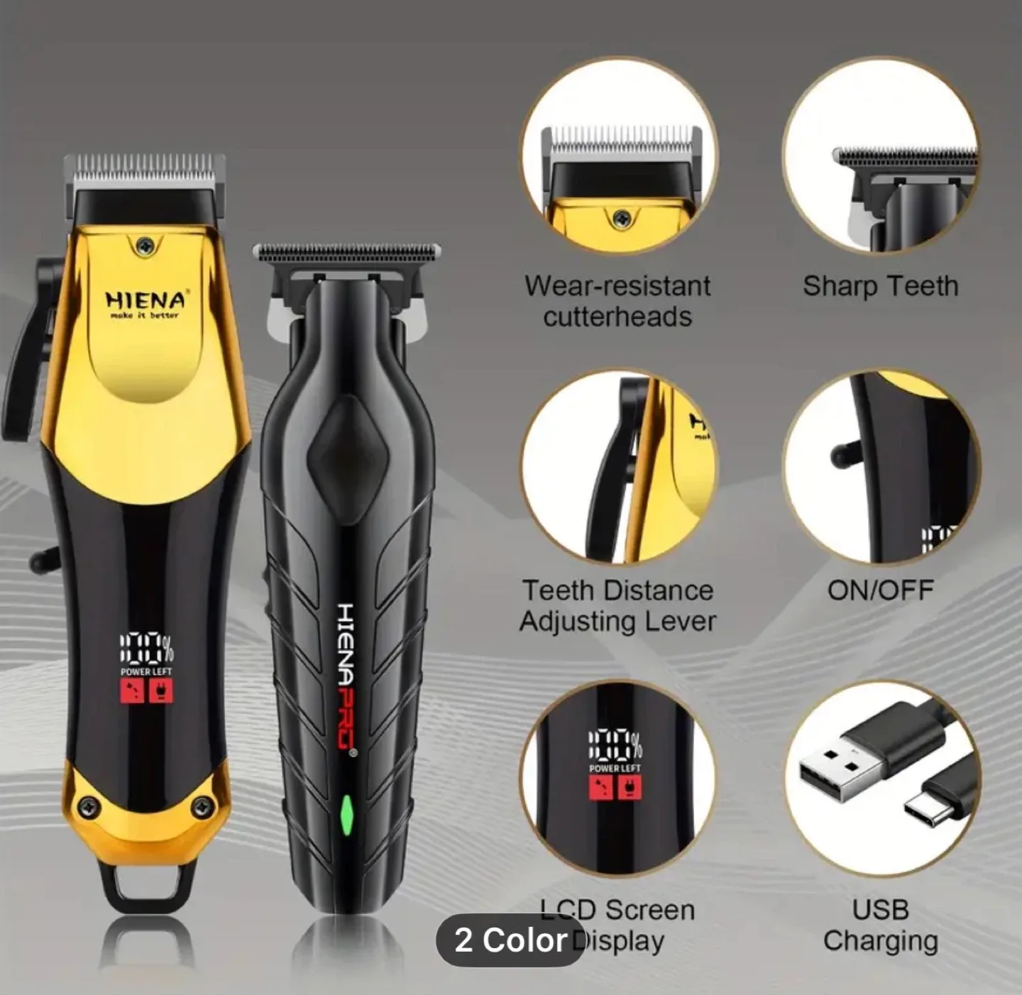 HIENA Men's Home Electric Hair Clipper with USB Charging image indicator(3)