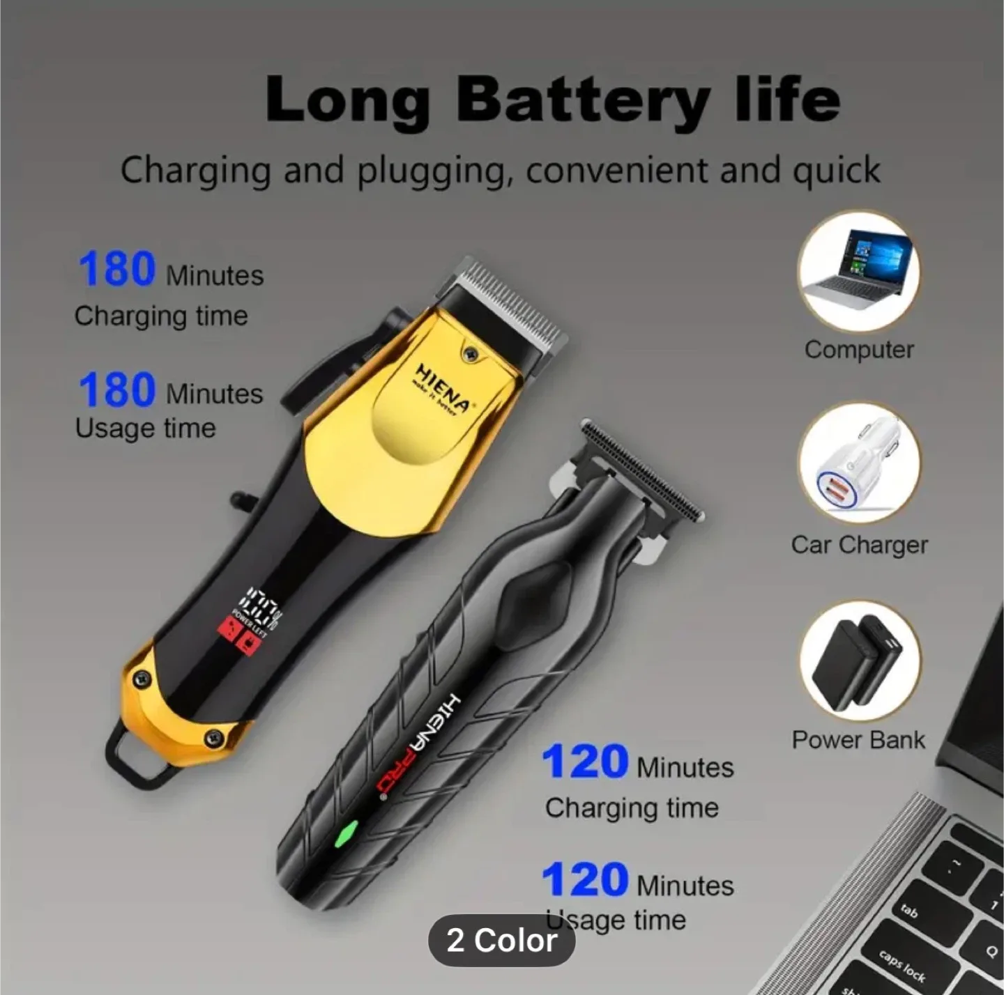 HIENA Men's Home Electric Hair Clipper with USB Charging image indicator(5)